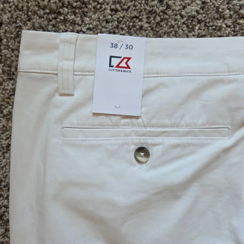 Cutter and Buck Voyager Chino Pants Mens 38x30 White Preppy Tenniscore New NWT - Picture 7 of 7